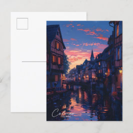Cartão Postal Noite na Viagens vintage de Colmar France