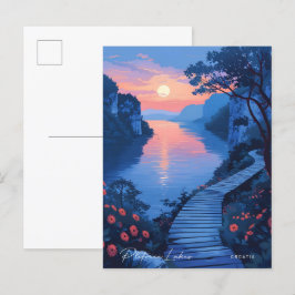 Cartão Postal Noite na Viagens vintage de Plitvice Lagos na Croá