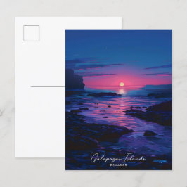 Cartão Postal Noite nas Ilhas Galápagos, Viagens vintage do Equa