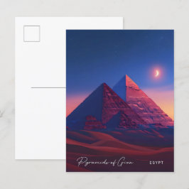 Cartão Postal Noite nas Pirâmides de Gizé Egito Viagem Vintage 