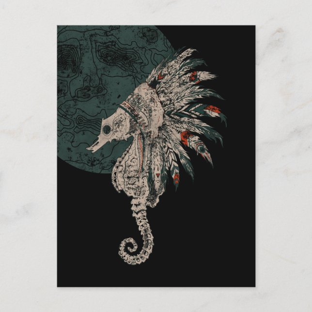 Cartão Postal noite nativa do cavalo marinho (Frente)