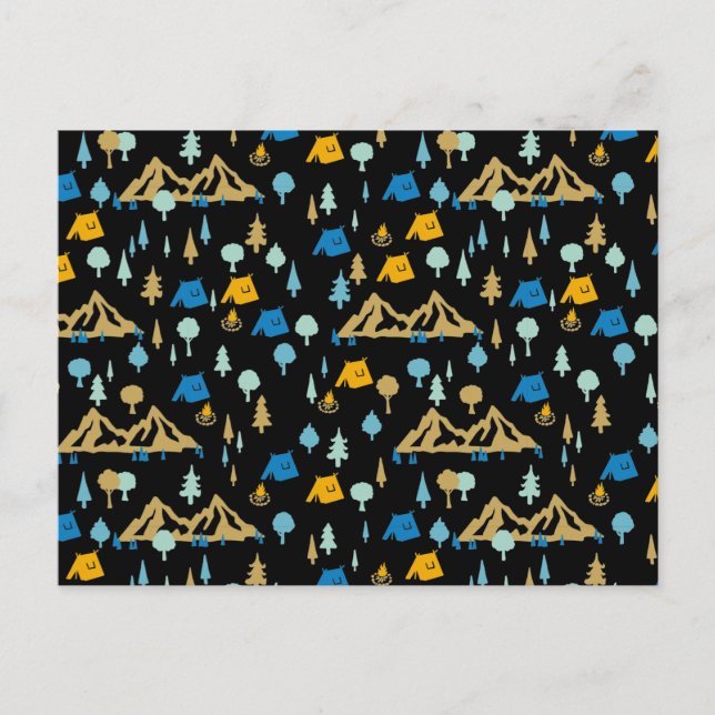 Cartão Postal Noite no Acampamento Florestal de Verão (Frente)