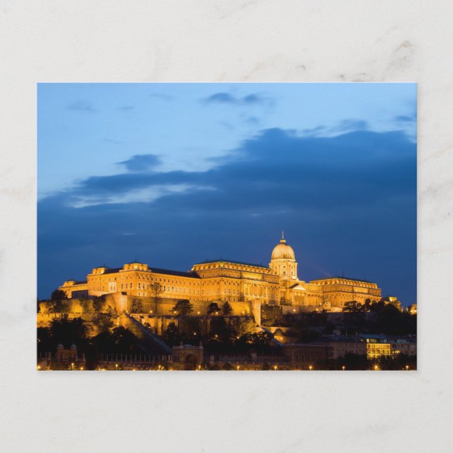 Cartão Postal Noite no Castelo de Buda em Budapeste (Frente)