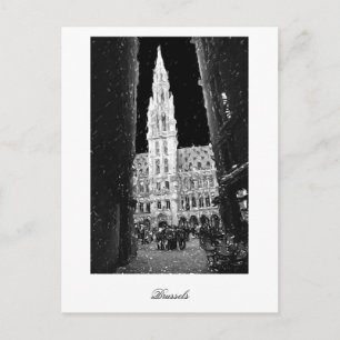 Cartão Postal Noite no lugar grande, Bruxelas