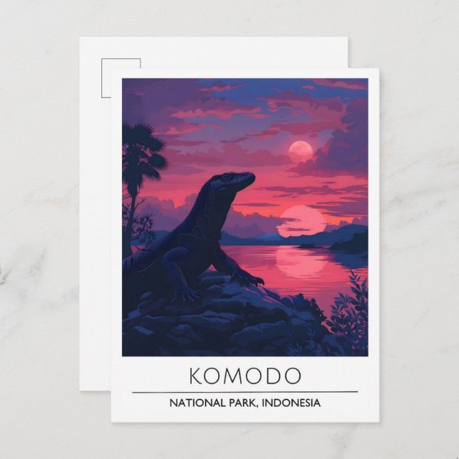 Cartão Postal Noite no Parque Nacional de Komodo Viagem na Indon (Frente/Verso)