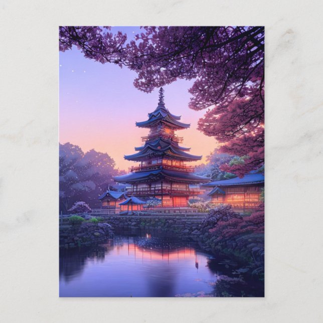 Cartão Postal Noite no Templo de Riverside (Frente)