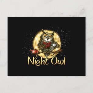 CARTÃO POSTAL NOITE OWL BIRD DESIGN