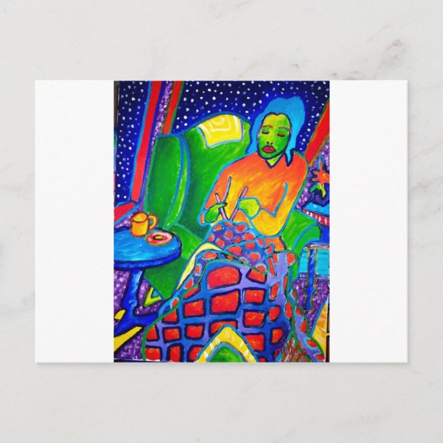 Cartão Postal Noite que faz malha por Piliero (Frente)