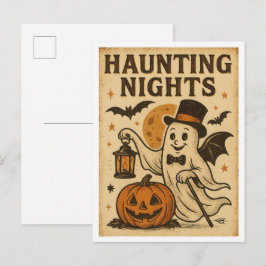 Cartão Postal Noites Assombradas de Halloween Vintage