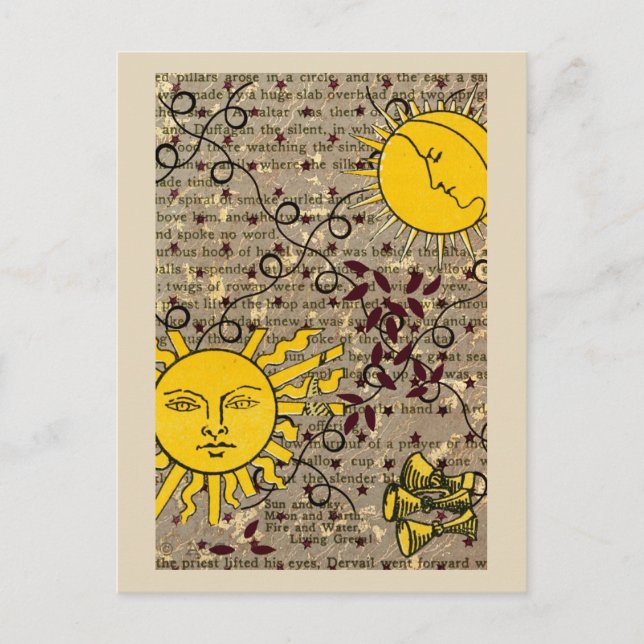 Cartão Postal Noites Celestiais Ascensão Sol Lua (Frente)