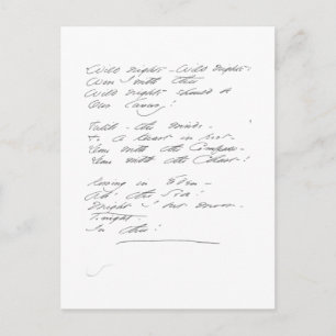 Cartão Postal Noites selvagens, noites selvagens Manuscrito