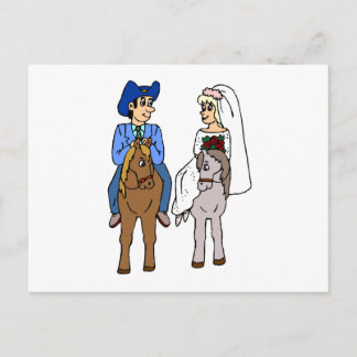 Cartão Postal Noiva de Casamento Equestre Noivo Tema de Cavalo E