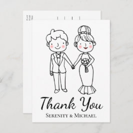 Cartão Postal Noiva Desenho Animado Noivo Agradecimento Capricho