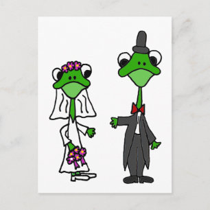Cartão Postal Noiva e Noivo Sapo Divertido Design de Casamento
