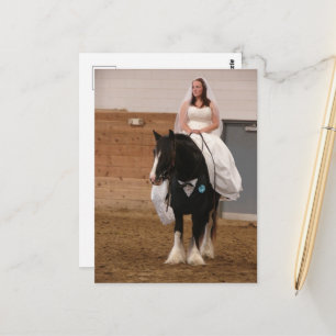 Cartão Postal Noiva em um Cavalo do Noivo