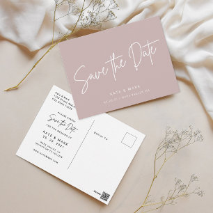 Cartão Postal Noiva Rosa Empoeirada Não-Foto Save the Date