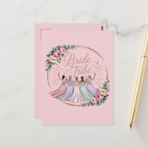 Cartão Postal Noiva Tribo Nome Personalizado Festa de Despedida 