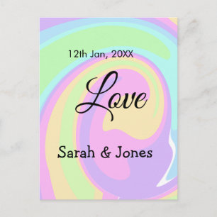 Cartão Postal Noivado amor casal casamento colorido bohpattern
