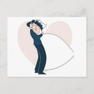 Cartão Postal Noivado de Casal Desenhado à Mão Elegante