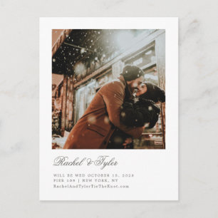 Cartão Postal Noivado de Legenda Formal Salvar a Data