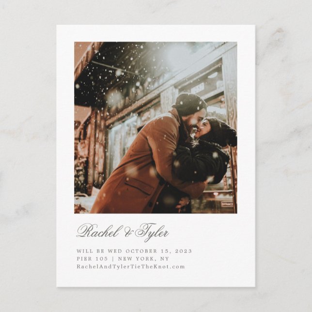 Cartão Postal Noivado de Legenda Formal Salvar a Data (Frente)