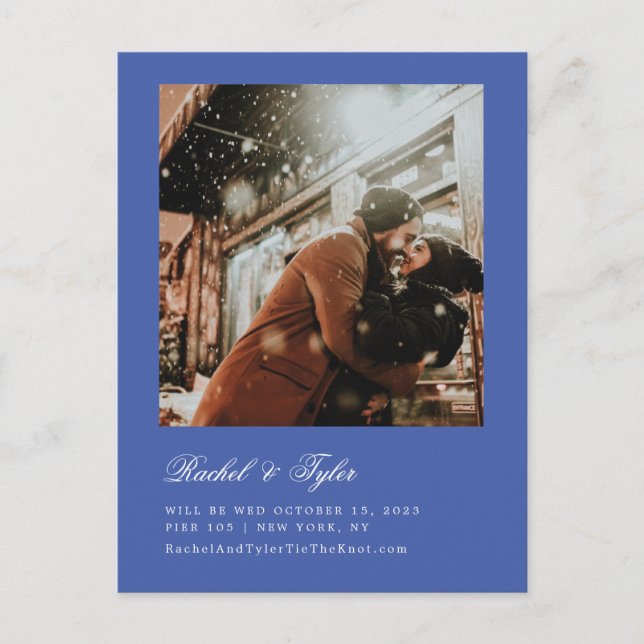 Cartão Postal Noivado de Legenda Formal Salvar a Data (Frente)