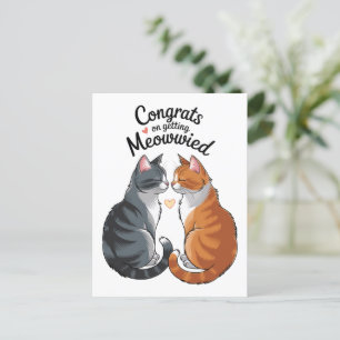 Cartão Postal Noivado de Parabéns de Casamento de Gato Bonito
