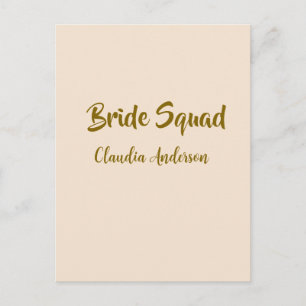 Cartão Postal Noivas da noiva nome laranja dourado casamento