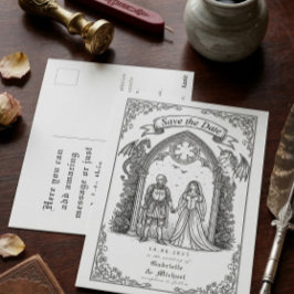 Cartão Postal Noivo Cavaleiro Gótico Medieval Salve A Data