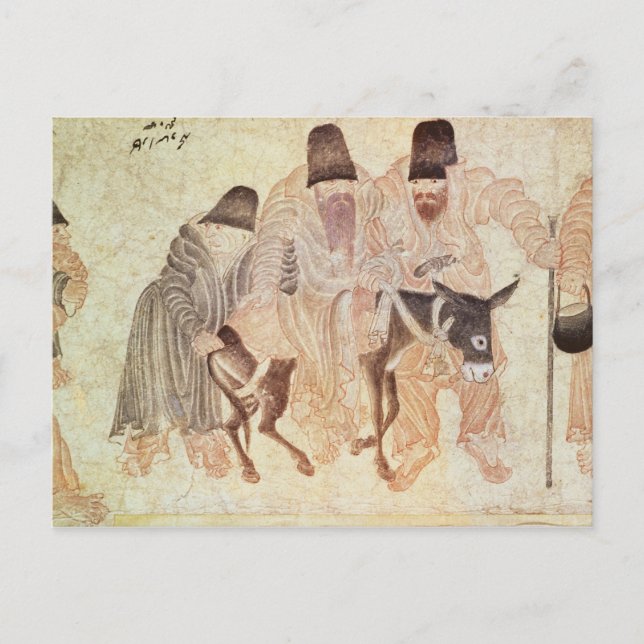 Cartão Postal Nômadas mongol com burro, século 15 (Frente)