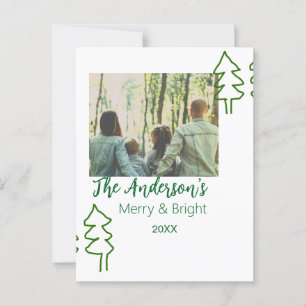 Cartão Postal Nome da família árvore de Natal verde foto moderna
