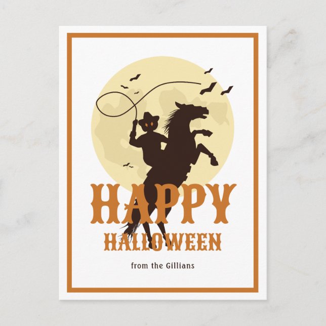 Cartão Postal nome da família feliz halloween (Frente)