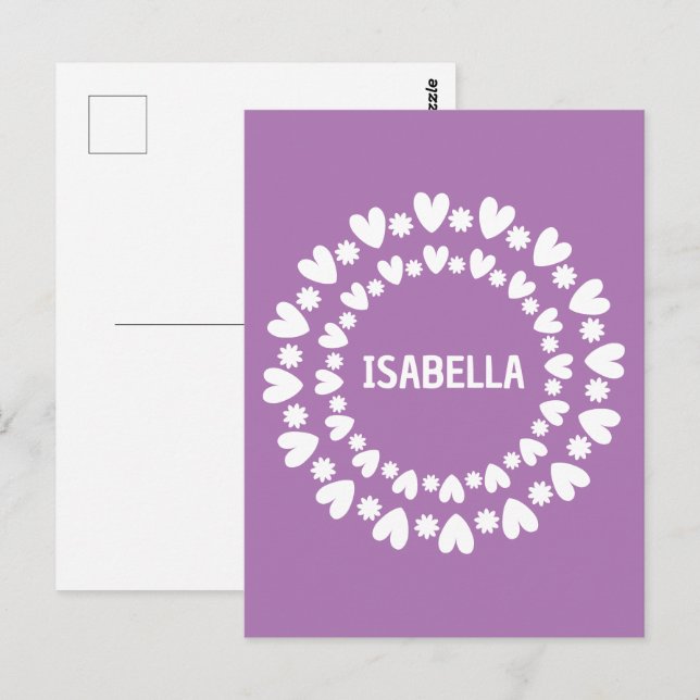 Cartão Postal Nome Das Flores E Corações (Frente/Verso)
