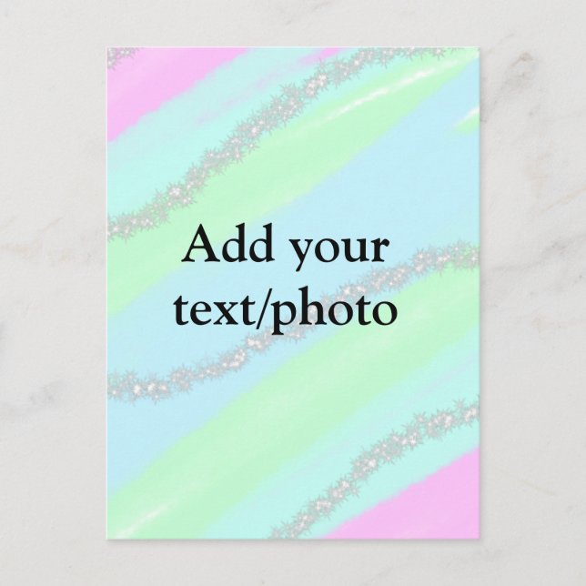 Cartão Postal Nome de adição do pastel cintilante verde-rosa azu (Frente)