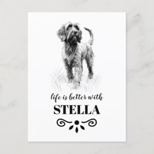 Cartão Postal Nome de cachorro personalizado Wirehaired Pointing