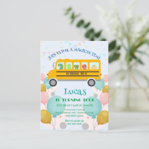 Cartão Postal Nome de festa de aniversário DIY de ônibus escolar