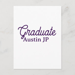 Cartão Postal nome de graduação roxo simples minimalista elegant
