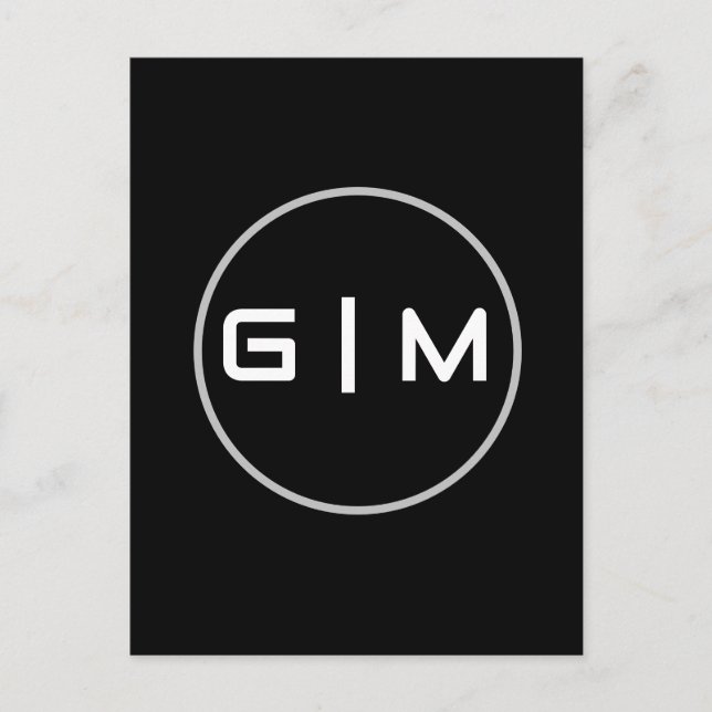 Cartão Postal Nome de iniciais personalizável (Frente)