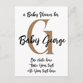 Cartão Postal nome de monograma de Chá de fraldas personalizado