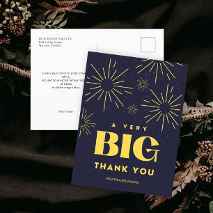 Cartão Postal Nome de Negócio de Fogos de Artifício Gratidão Obr