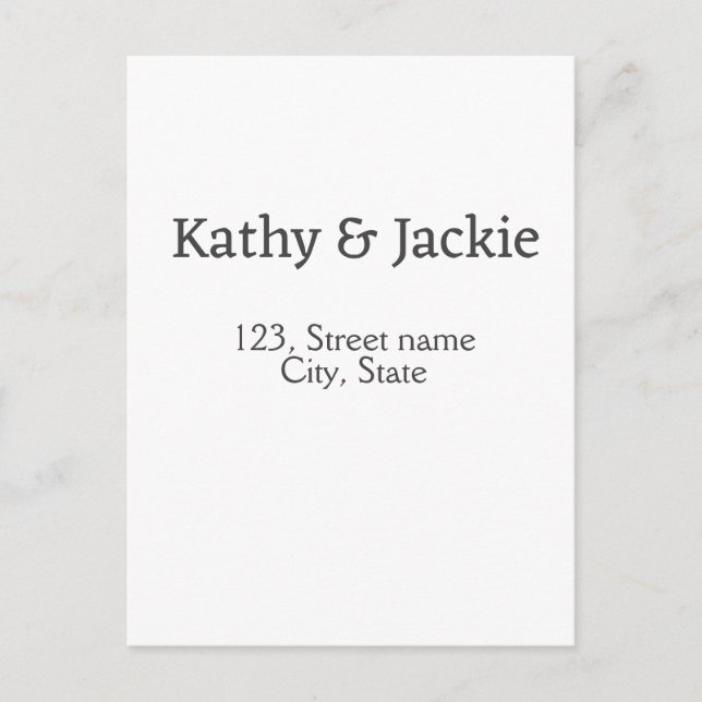 Cartão Postal Nome do casal preto branco endereço simples da cid (Frente)