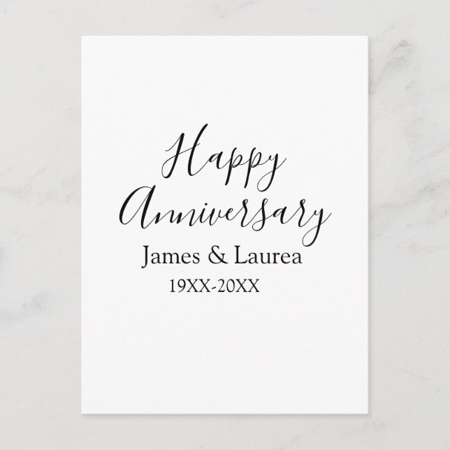 Cartão Postal Nome do casamento do aniversário feliz data ano si (Frente)