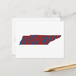 Cartão Postal Nome do Estado do Tennessee Word Art Red