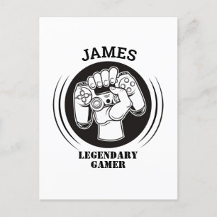 Cartão Postal Nome do Presente Aniversário Geek de Jogos Diverti