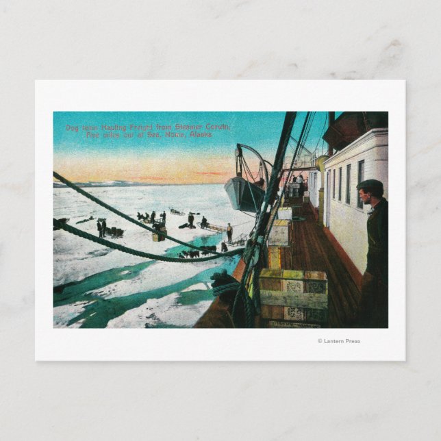 Cartão Postal Nome, Navio a vapor do Alasca, Descarregamento de  (Frente)