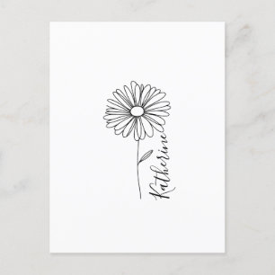 Cartão Postal Nome personalizado April daisy Birth Flower