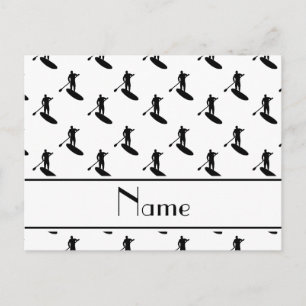 Cartão Postal Nome personalizado, branco, preto,