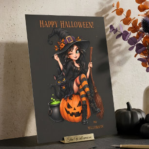 Cartão Postal Nome Personalizado Bruxa Malvada Halloween