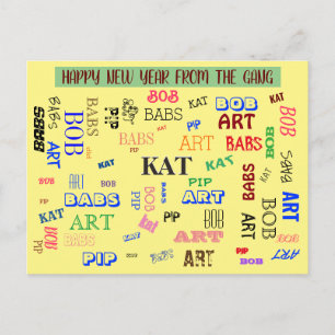 Cartão Postal Nome Personalizado da Família de Nuvem do Word Pe