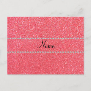 Cartão Postal Nome personalizado diamantes brilhantes cor-de-ros
